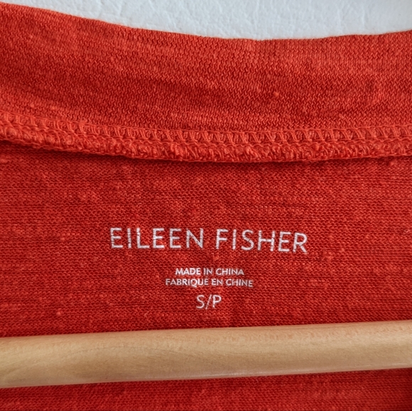Eileen Fisher Hemp Organic Cotton Orange Short Sleeve V-Neck Dress - S - Picture 5 of 9